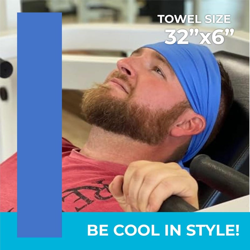 SHAKEitCOOL Original Cooling Towel – Be Cool in Style - Heat Relief, Soft, Lightweight, Sun Protection, Easy Clean - Perfect for Biking, Running, Yoga, Gym, Gardening - Blue - Image 2